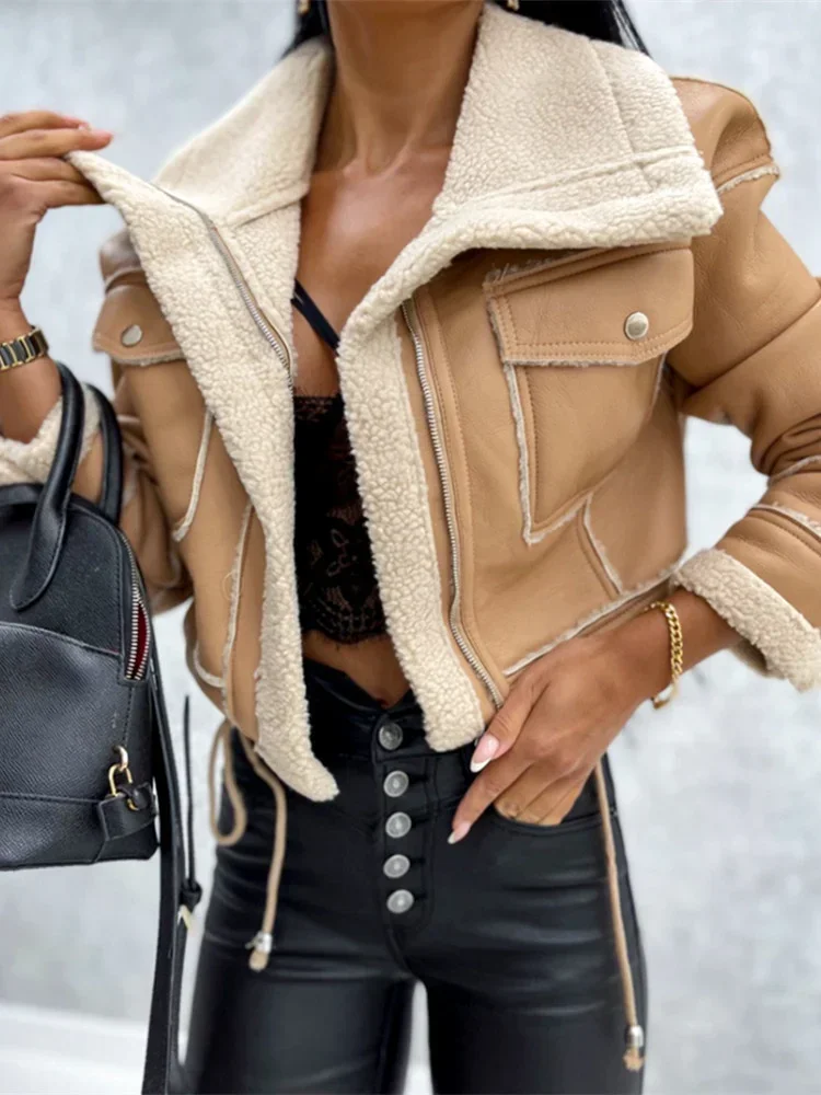 Módní dámské bundy, podzimní a zimní kabáty, gotický grunge, s dlouhým rukávem, zipem, crop topy, svrchní oblečení, dámská větrovka Harajuku - náhled 6