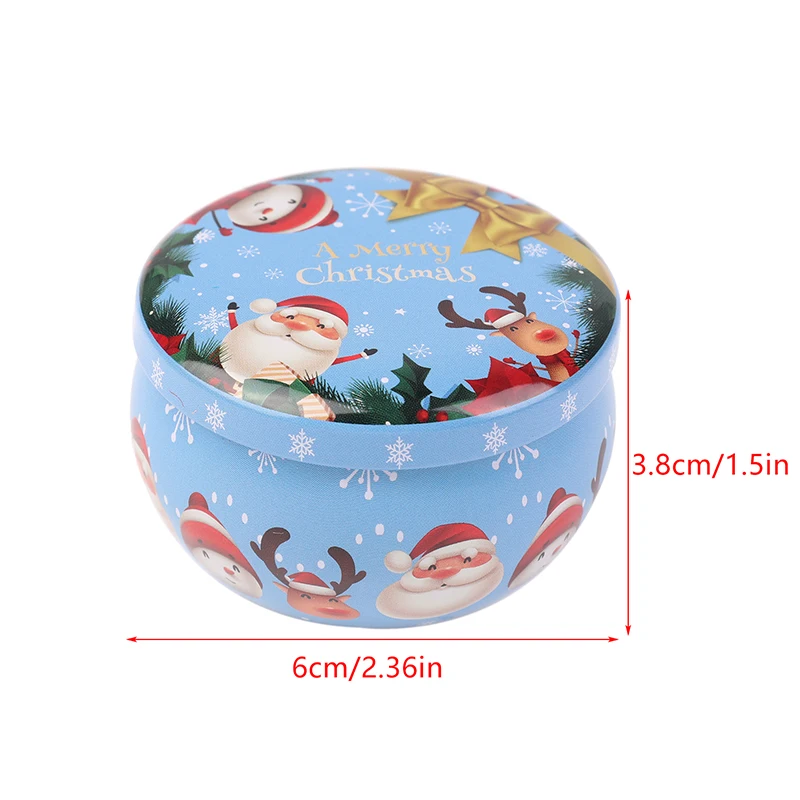 1pc Christmas Metal Tin Jars Coffee Tea Spice Candy Jewelry Storage Case Candle Making Containers Decorations Boxes
