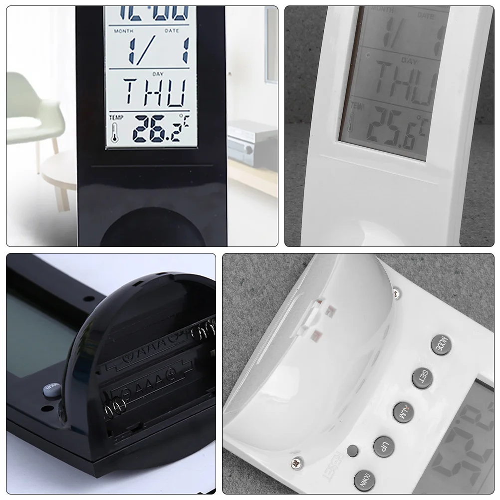 

2 pcs Digital Alarm Clock Temperature Sensor Led Display Snooze /24 Hour Format Electric Table Clock For Home Office