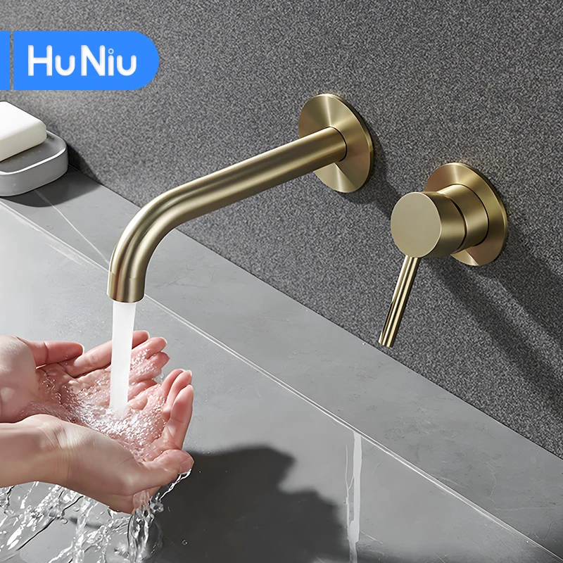 

HuNiu Concealed Bathroom Faucets Embedded Cartridge Basin Mixer Sink Faucet Gourmet Washbasin Tapware Water Tap Stainless Steel