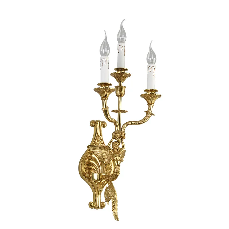 

All copper French wall lamp, American European style, living room, bedroom bedside lamp