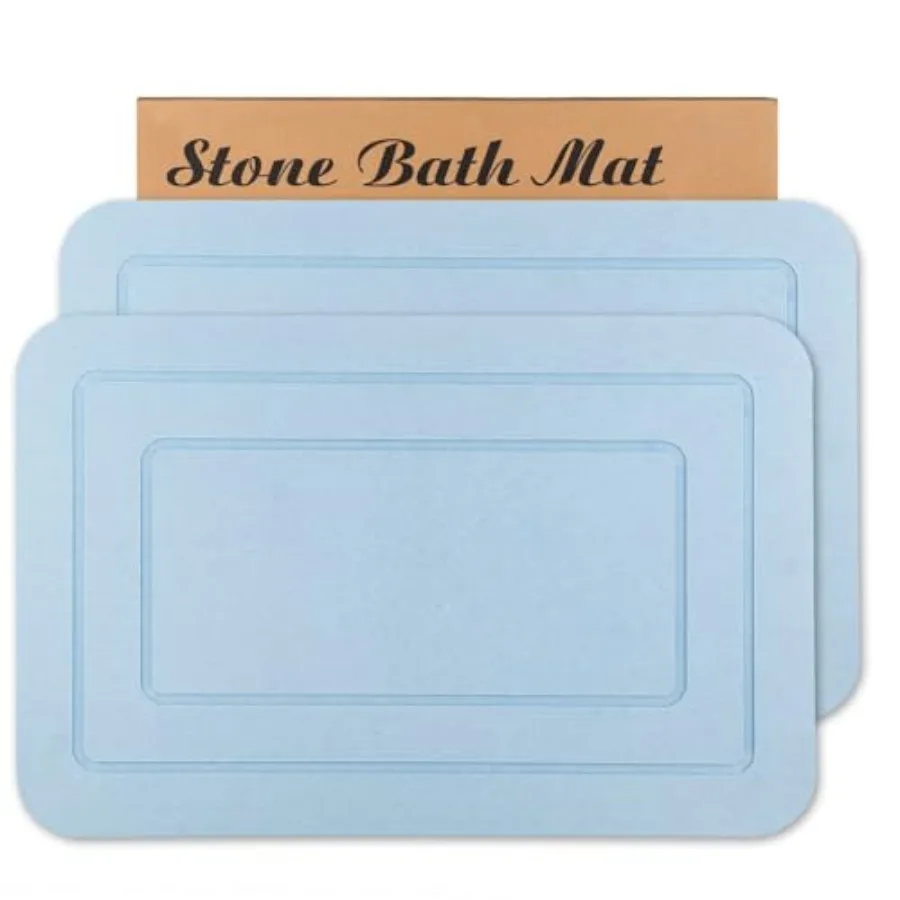 

Набор из 2-х ковриков для ванной из диатомитовой земли, каменный коврик для душа, нескользящий, супервпитывающий, быстросохнущий, для ванной комнаты и кухни, синий, 24x15