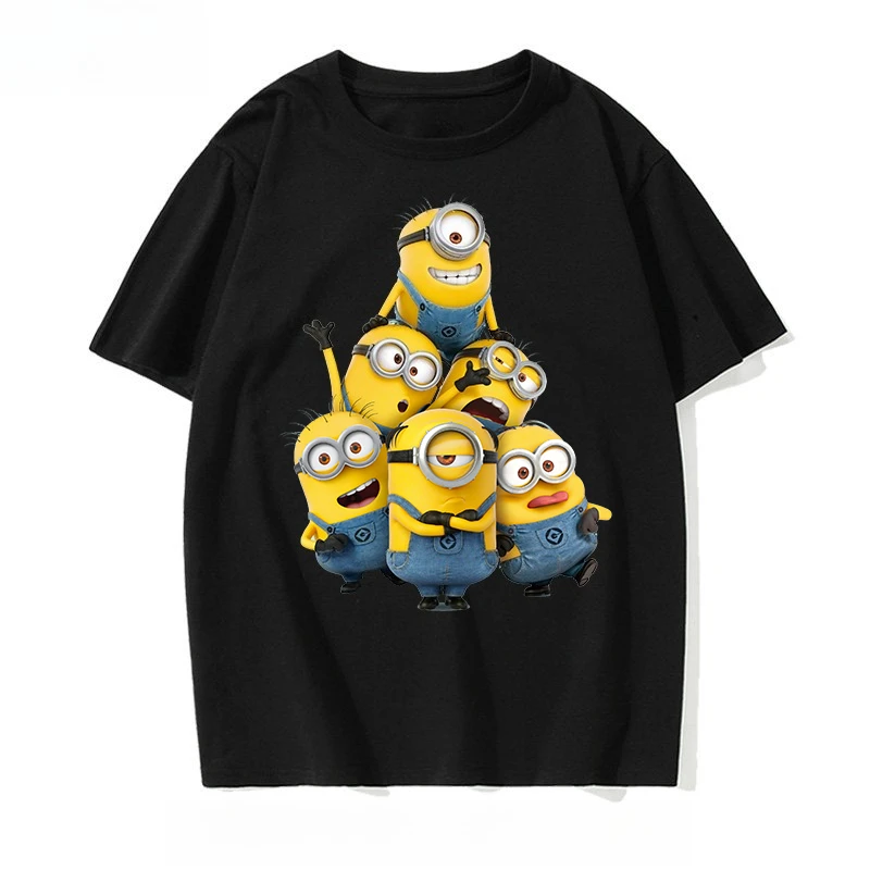 25-26 New Minions Short-sleeved T-shirt for Men and Women Ins Trendy Brand Loose Large Size Ulzzang Harajuku on Clothes