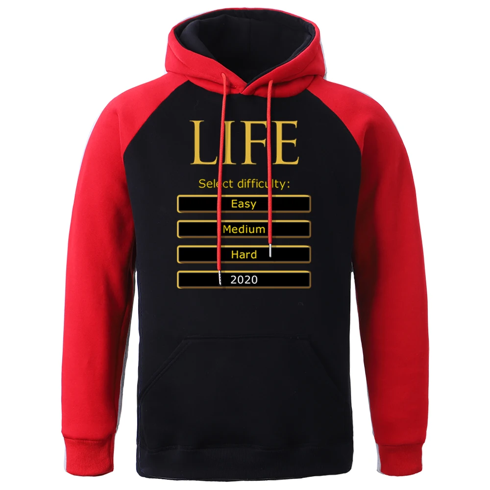 Select Life Difficulty 2022 Print Hoodie Sweatshirt Casual Harajuku Hoodies Warm Raglan Pullover Men Autumn Fleece Streetwear