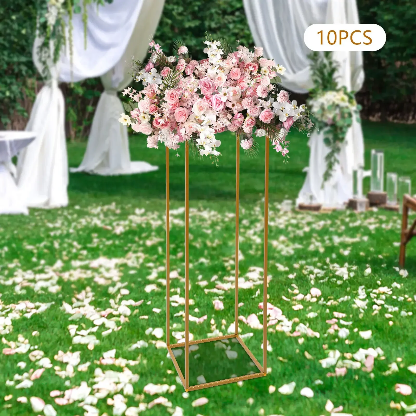 10PCS Metal Wedding Flower Stand Floor Vases Flowers Column Stand Road Lead Rack for Wedding Party Birthday Anniversary Decor