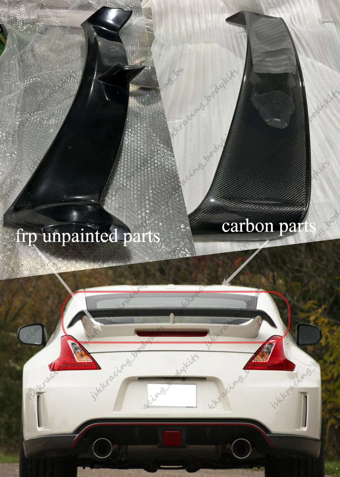 

For Nissan 370Z Z34 09-18 Rear Trunk Spoiler Wing Carbon Fiber + FRP Unpainted
