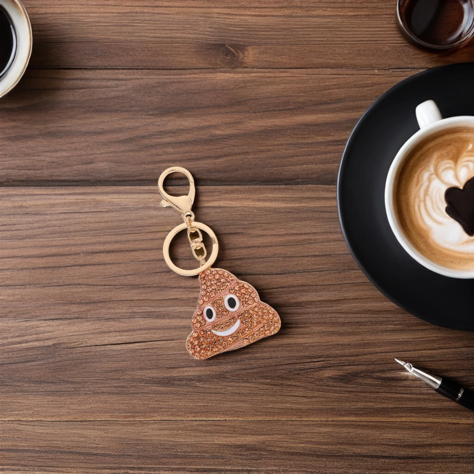 

Poop Keychain Pendant Rhinestone Cartoon Metal Key Ring Funny Novelty Kawaii Bag Hanging Charm Decorative Keychain for Car