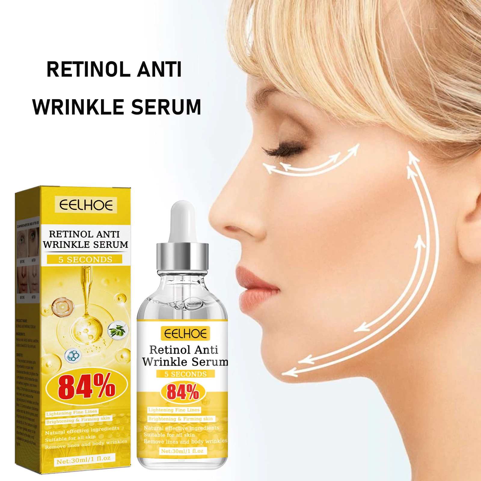 Retinol środek do usuwania zmarszczek serum do twarzy Anti-Aging Lifting ujędrniający znikną drobne linie poprawia matowość skóry nawilża koreańska pielęgnacja