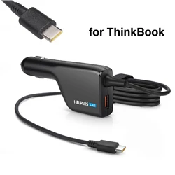 118W USB-C Universal Laptop Car Charger with 18W QC3.0 Adapter Power Supply for 100W 65W 45W Thinkbook 13s 13x 14 14s 15 16 Plus