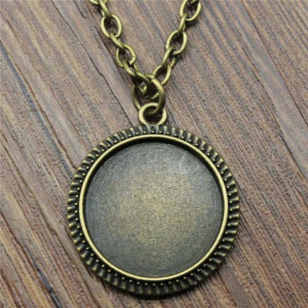 Sejuani Fit Round 20Mm Glass Cabochon Base Setting Tray Accessories For Women Jewelry Making Supplies 45 Or 70cm Long Chain