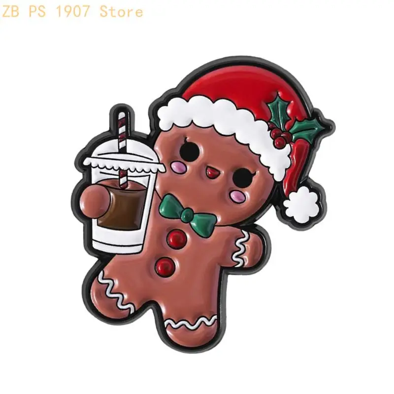 سبيكة عيد الميلاد هريرة Bowknot المينا دبوس لطيف الزنجبيل كوكي بروش لحقيبة الظهر سترة الديكور هدية عيد 55KA