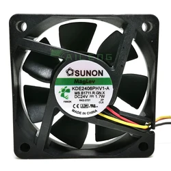 Ventilador de refrigeração do alarme de 3 fios, SUNON KDE2406PHV1-A, 6cm, 1.7W, 24V, 6015, 60x60x15mm