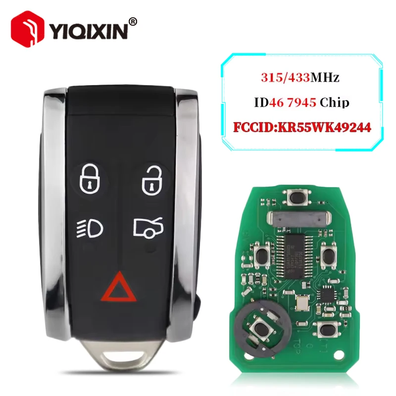 

Умный автомобильный ключ YIQIXIN 433/315 МГц с чипом ID46 для Jaguar XF XK XFR XKR 2009-2013 XJ8 XK8, бесключевой доступ, KR55WK49244