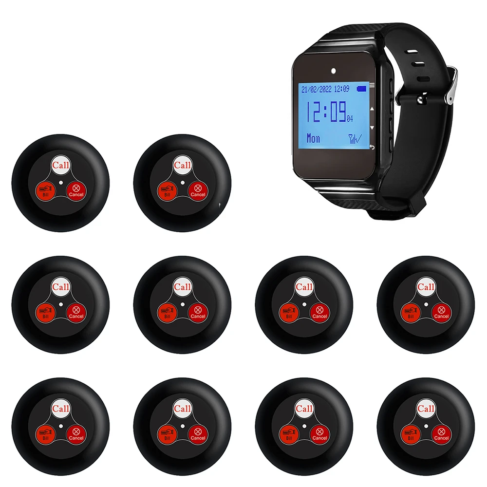 Restaurant Pager Wireless Waiter Calling System Watch Receiver Call Button For Cafe Clinic Dentist