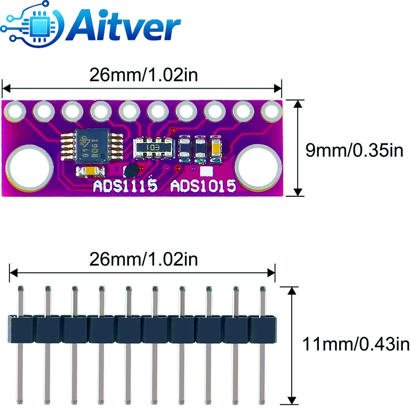 ADS1115 16-bitowy moduł ADC I2C 4-kanałowy, wersja standardowa i wersja PGA dla Arduino ESP32 Raspberry Pi — zdjęcie produktu 6