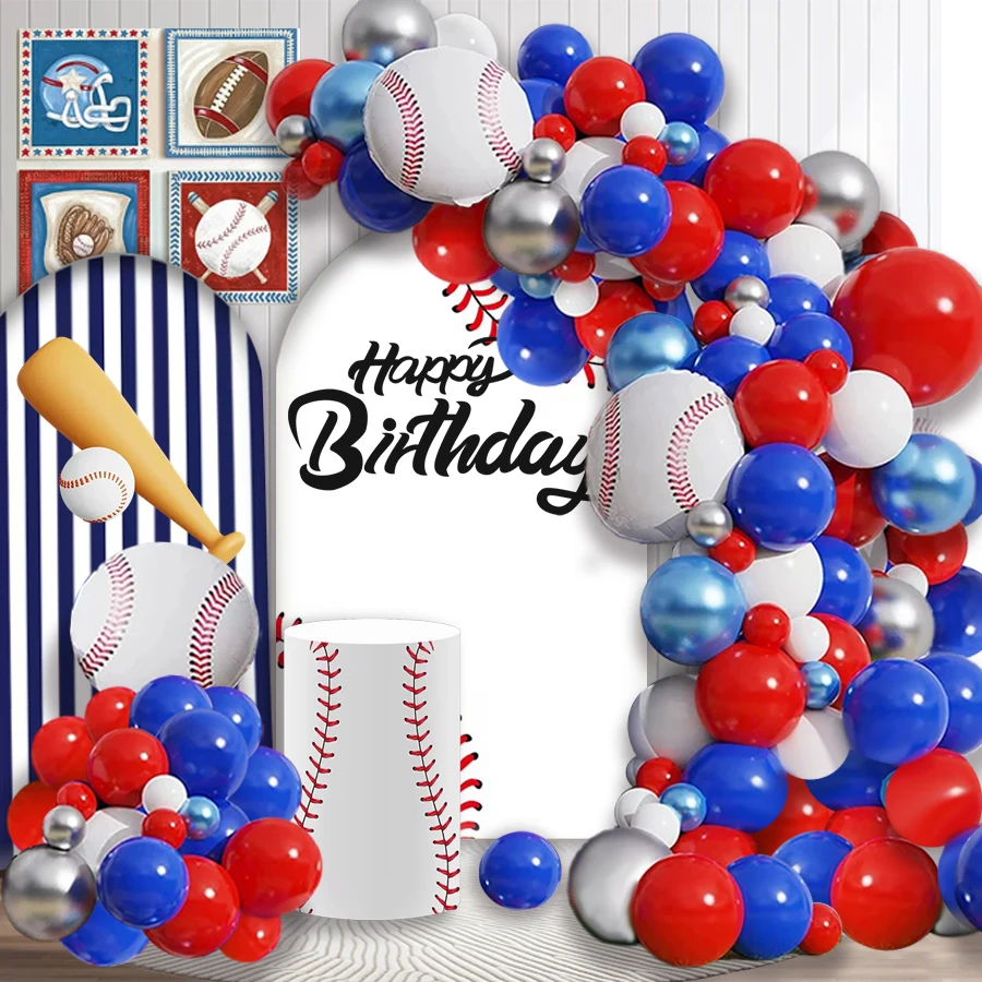 156Pcs A set of baseball themed balloon chain set,children\'s birthday parties baby showers party decorations