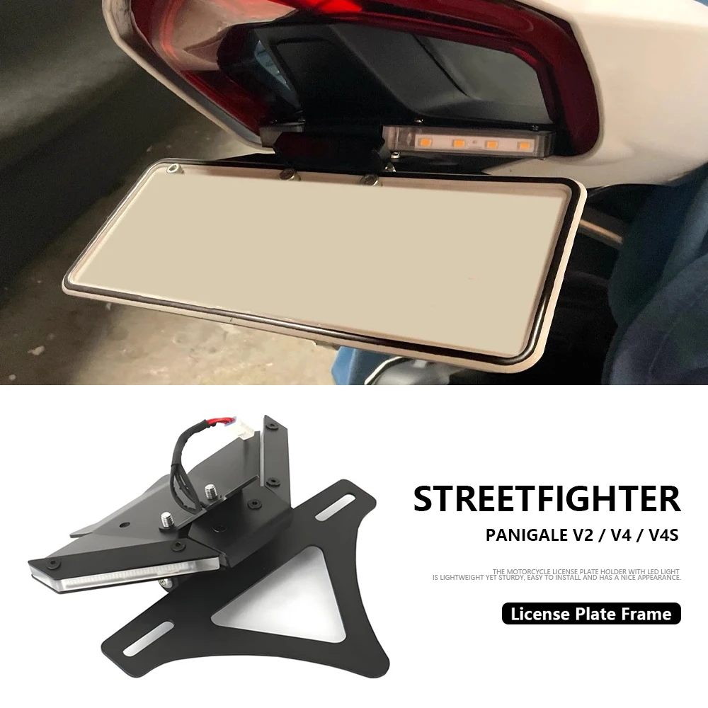 

For Ducati Panigale V4 Streetfighter V4 S V2 2020-2024 Rear Short Tail Bracket Kit Motorcycle License Plate Bracket Holder