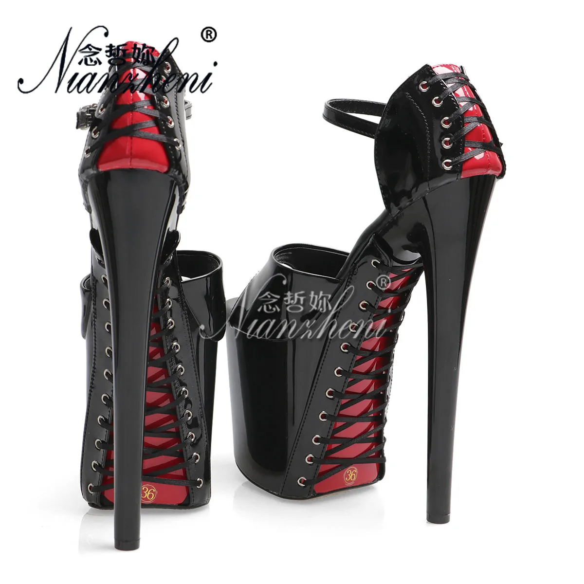 Exotic 20cm Gothic Retro Peep Toe Sandals 8Inch Strip Pole Dance Sexy Women\'s Shoes Crossdresser Catwalk Nightclub Plus Size