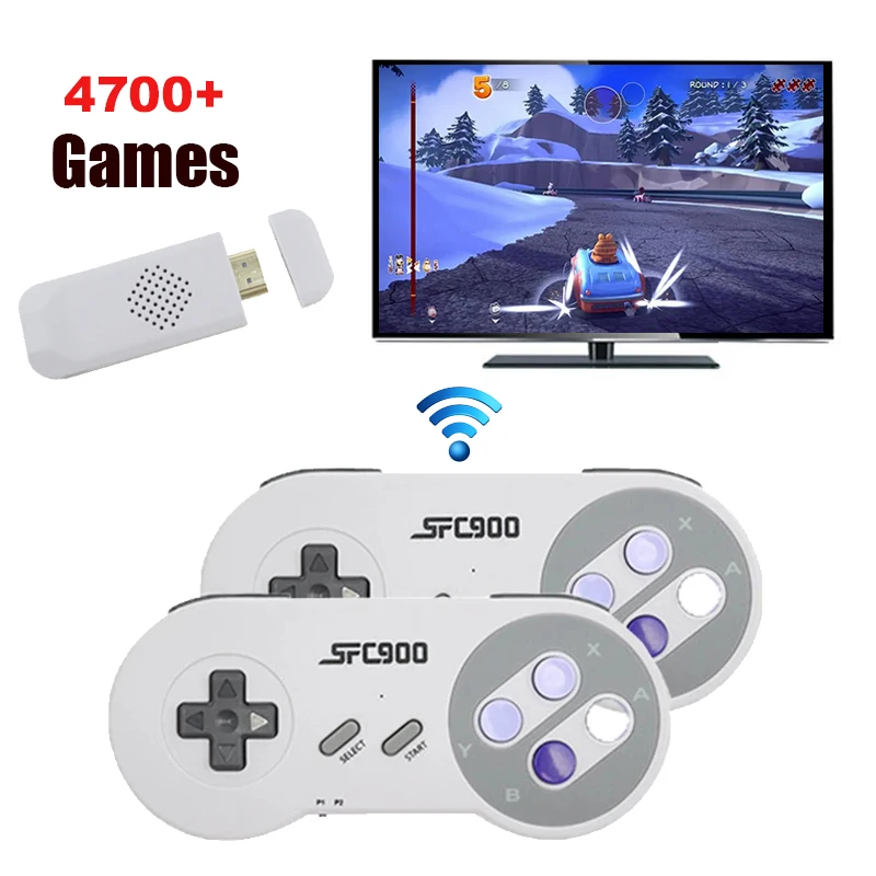 SF900 Retro-Spielekonsole mit 4700 Spielen, 2 Gamepads, 2,4 G kabelloser Empfänger,