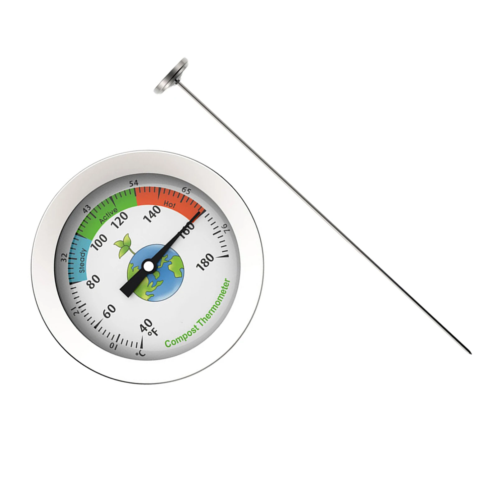 

1pc Soil Thermometer Waterproof Colorful For Garden Greenhouse Flowerpot Compost Bin Outdoor Stainless Steel Measuring Tool