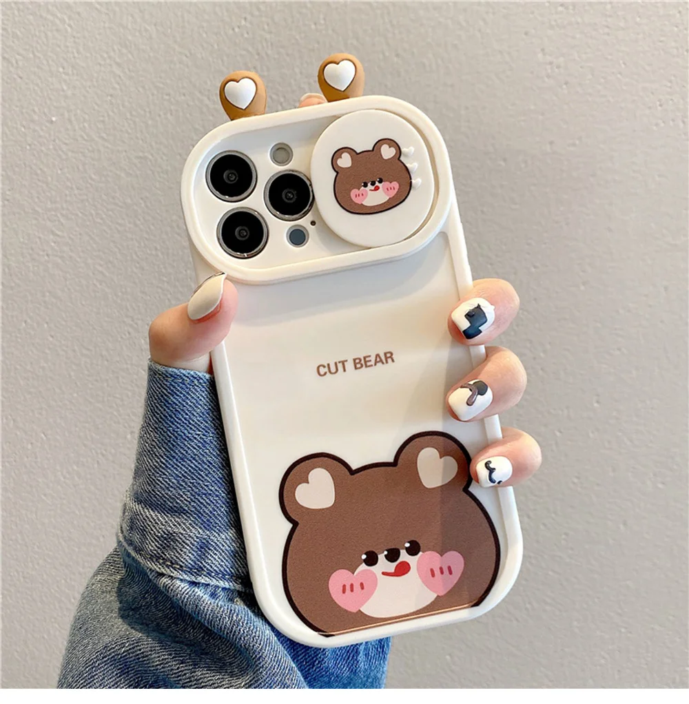 Cartoon Bear Funny Frog Cute Animals Shockproof Phone Case For iPhone 15 14 13 12 11 Pro Max X Xs Max Xr Soft Back Cover Case