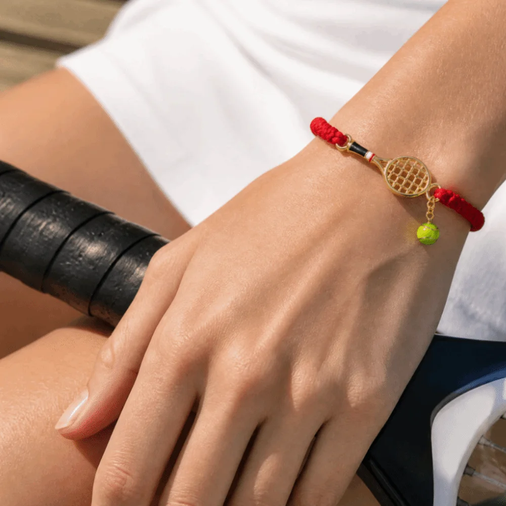 New Lightweight Tennis Racket Bracelet Adjustable Handwoven Sporty Necklace Vintage Style Retro Couple Hand Chain Gift