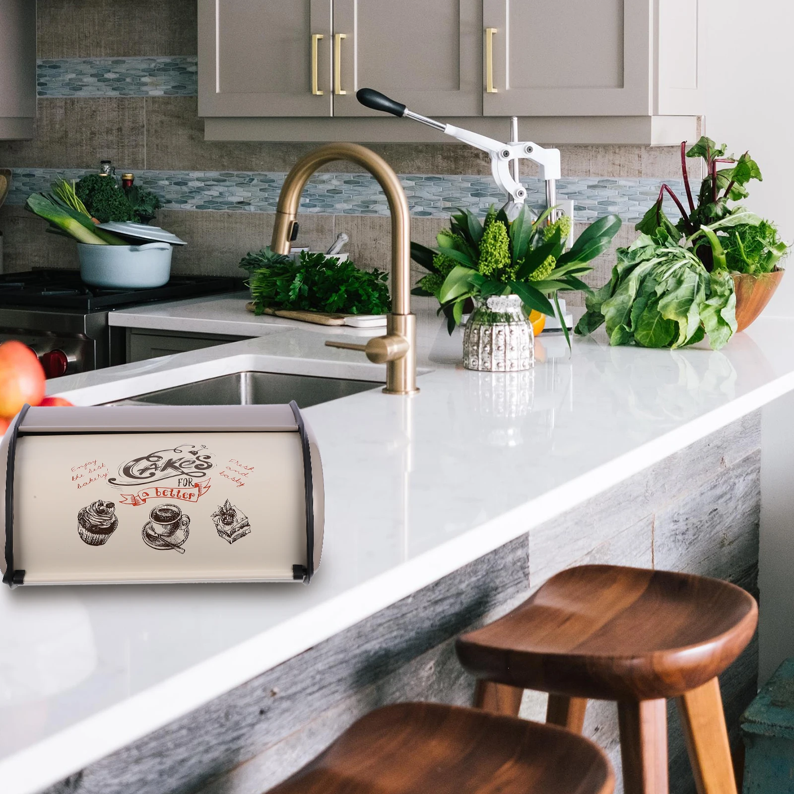 

Bread Box Holder Kitchen Counter Food Container Storage Solution Iron Material Smooth Surface Craftsmanship Strong
