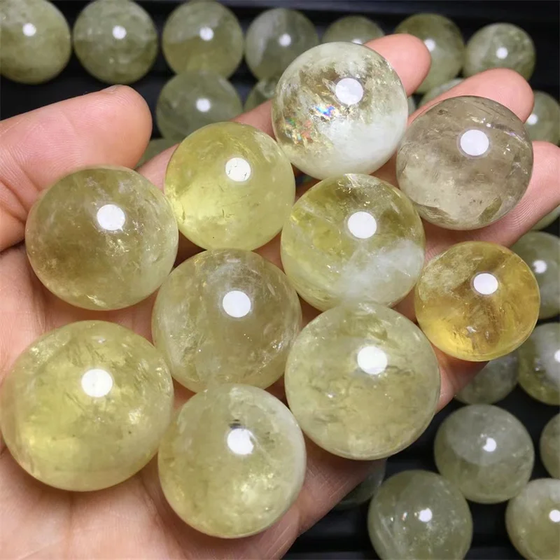 自然なシトリンのクリスタル球,瞑想,リキヒーリングストーン,家の装飾,絶妙なギフト,18〜24mm, 3個