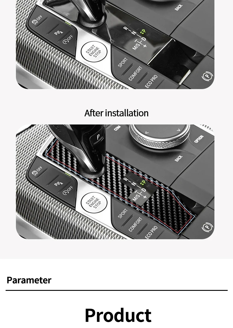 Carbon Faser Für BMW 2/3/4/i4 Serie Z4 X3 X5 X6 X7 Auto Getriebe Shift Panel trim Rahmen Aufkleber Anti Scratch Innen Zubehör – Detail 7