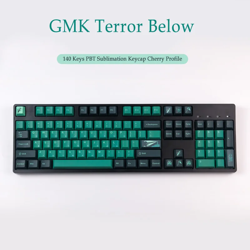 140 Keys GMK Terror Below Keycaps PBT Sublimation Keycap Cherry Profile For MX Switch With 3U 6.25U 7U Space Bar