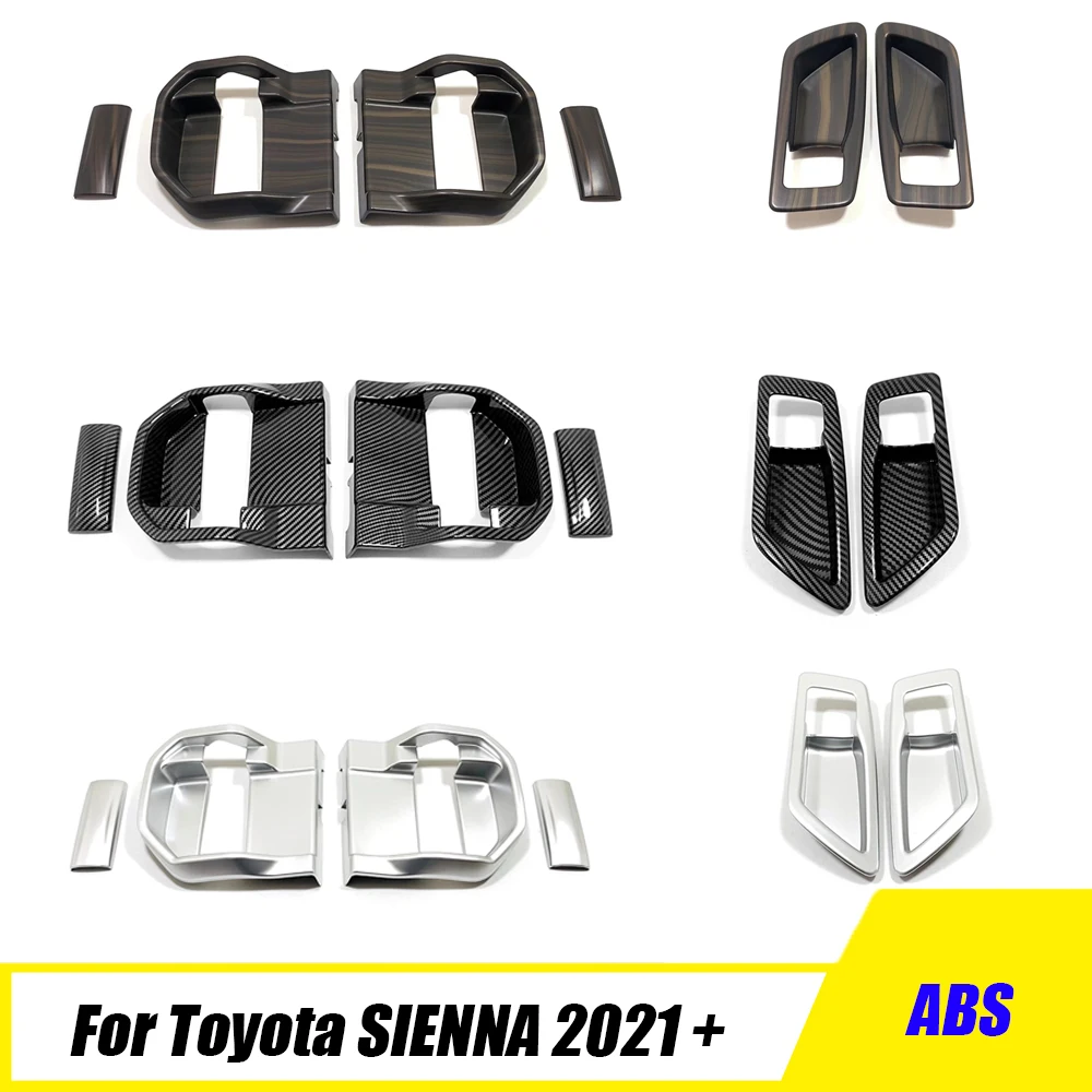 

ABS Carbon fiber Car inner door Bowl protector frame Decoration Cover Trim For Toyota SIENNA 2021 2022 2023 LHD Accessories