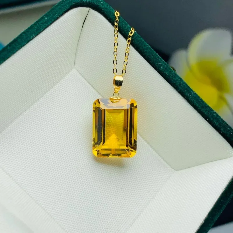 

Ожерелье с подвеской из натурального цитрина 10*14 мм S925, серебро, дворцовый стиль, женские винтажные ювелирные изделия, сертификат из драгоценных камней