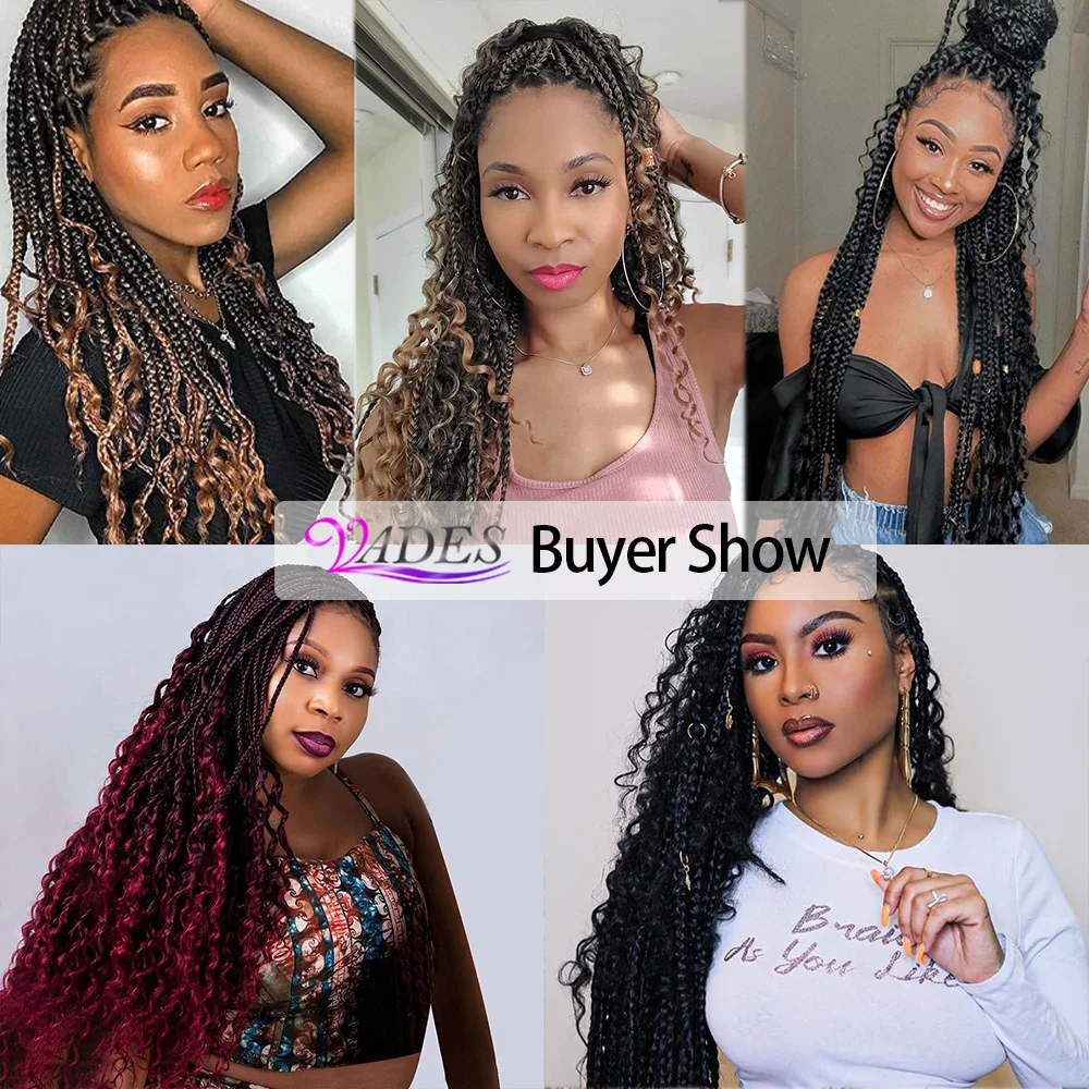 22 "เทพธิดา Locs เกลียวถักไหมพรมโครเชท์ธรรมชาติสังเคราะห์ Braiding Hair Extension Ombre River Faux Locs กับ Curly ผม Expo เมือง