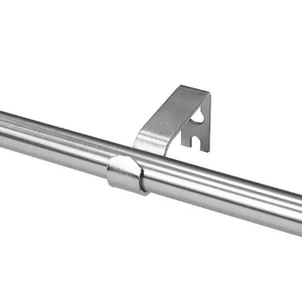 Decorative Curtain Rod Set Brushed Nickel Adjustable Length Telescoping Pole Cage Ball Finials Mounting Hardware Included