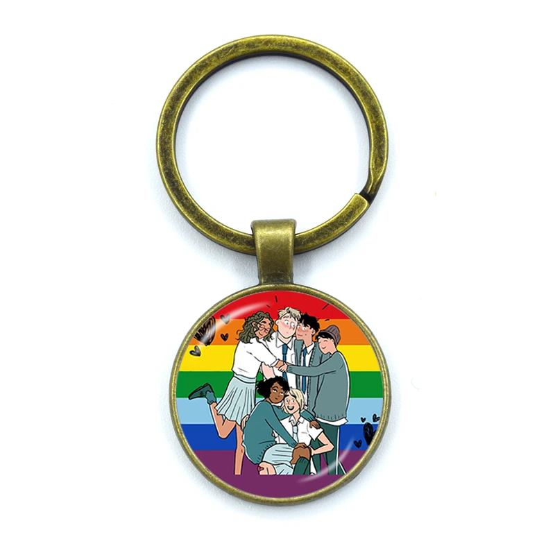 سلسلة مفاتيح مصنوعة من الأكريليك على شكل قلب مع أشكال كرتونية كوميدية من شخصية نيك وتشارلي سلاسل مفاتيح زجاجية سلسلة مفاتيح مصنوعة من الرسوم المتحركة هدايا مجوهرات #5