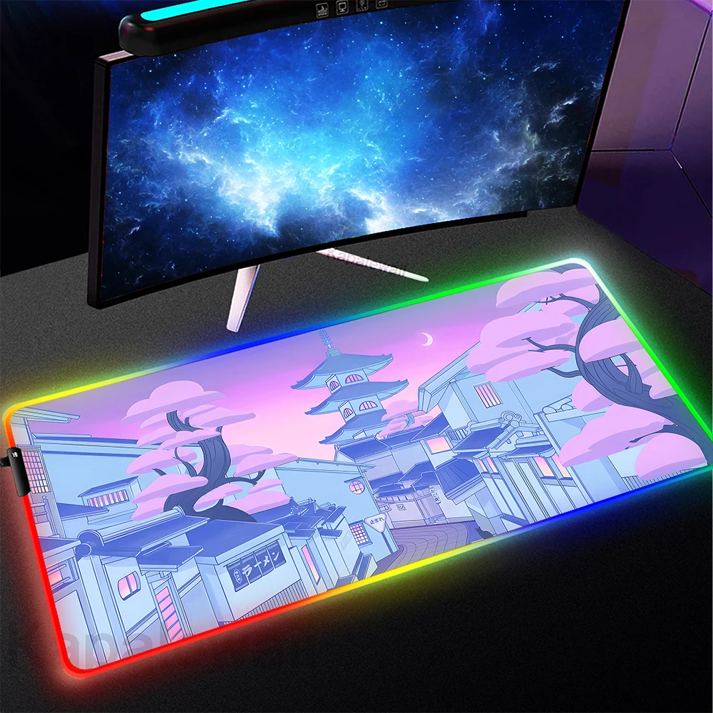 

RGB Large Mouse Pad Moon Landscape Game Mouse Mat Gaming Mousepad LED Table Carpet Gamer Colorful Mausepad Backlit Keyboard Mat