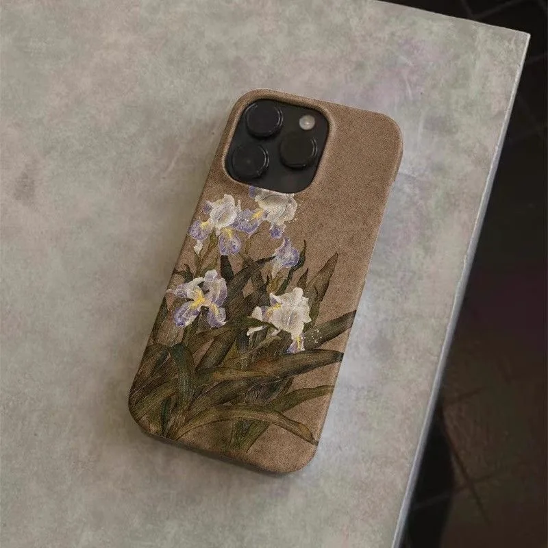 حافظة هاتف بنمط زهرة القزحية الأدبية والأنيقة لهاتف آيفون 16 15 14 11 12 13 Pro Max Plus