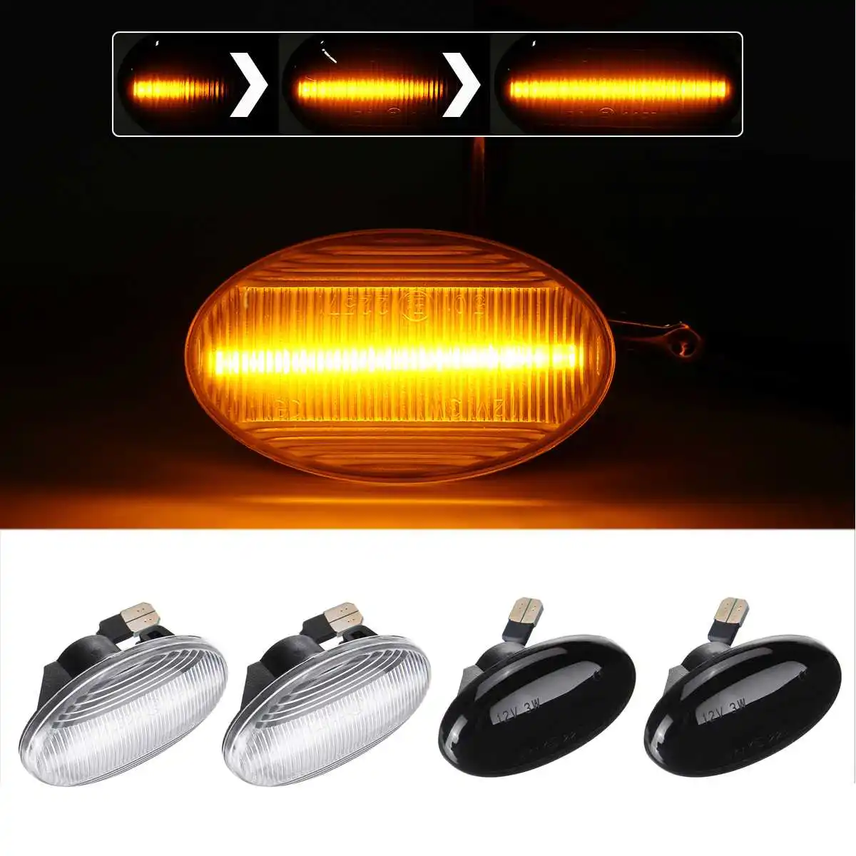 2PCS Flowing Side Repeater Lamp Dynamic LED Side Marker Light 12V Panel Lamp for Mercedes Smart W450 W452 A-Class W168 Vito W639