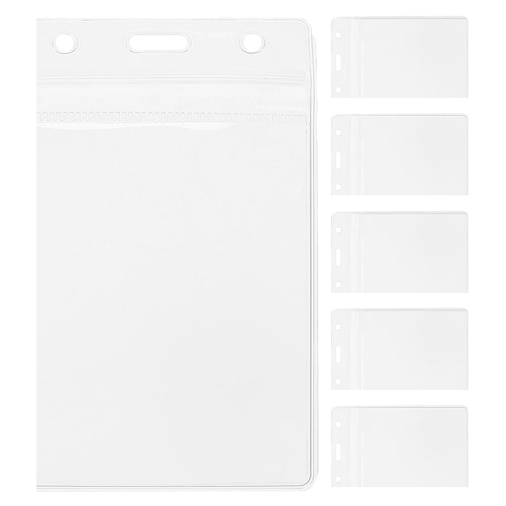 

6pcs Clear Card Sleeve Work Cover Plastic Name Protector For Id Cards Student Credit Membership Cards Lightweight Pvc