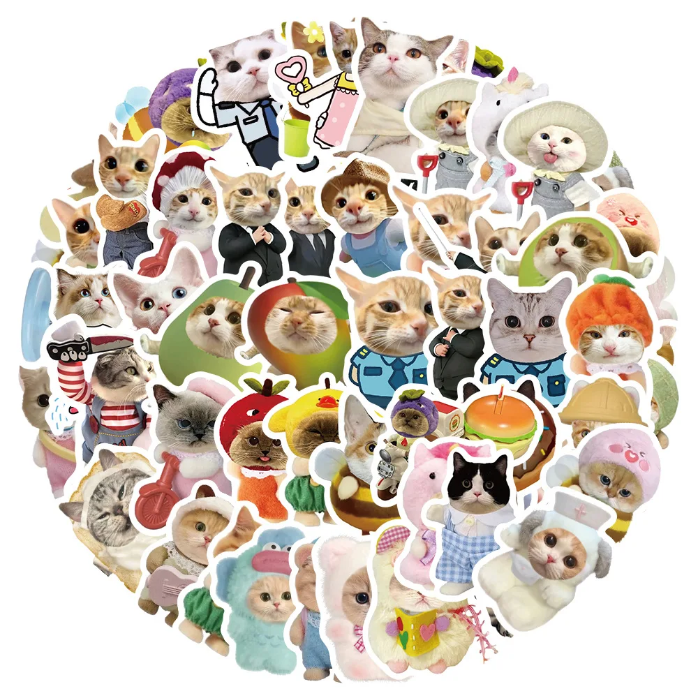 10/30/56PCS Cute Cartoon Cat Fun Character Stickers DIY Decoration PVC Waterproof Skateboard Notebook Graffiti Toys