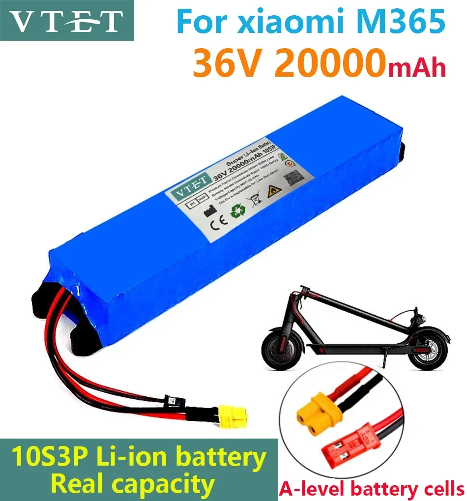 

2024 New 36V 20Ah 18650 Lithium Battery Pack 10S3P 20000mah 500W Same Port High Quality Power Battery
