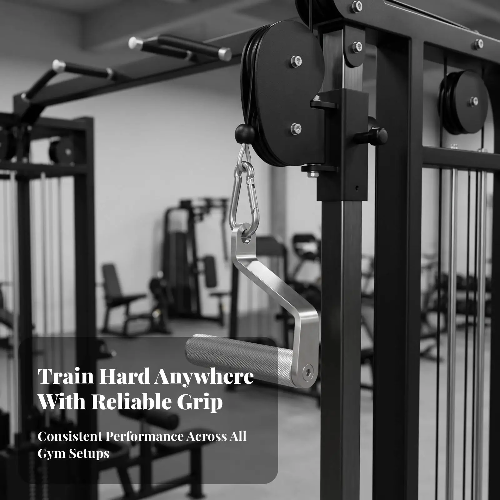 Heavy Duty Cable Pulldown Attachment with Cylindrical Knurled Handle for Gym Strength Training Compatible with Standard Pulley