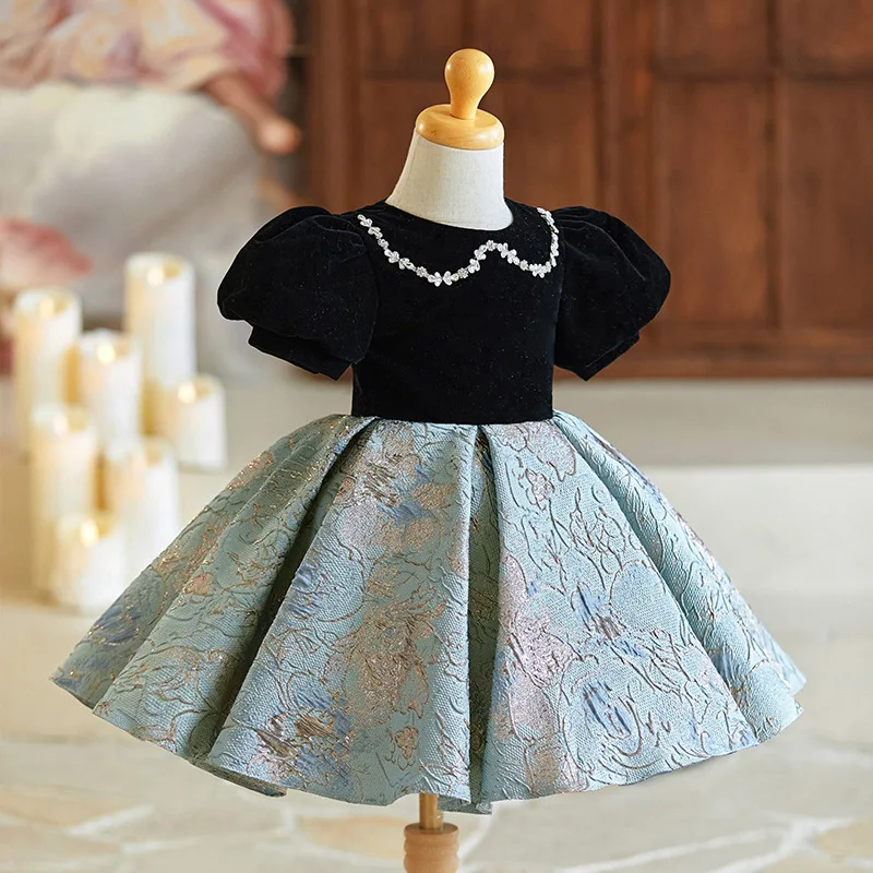 

Платье для первого года для маленьких девочек, детские платья принцессы на день рождения, детский элегантный вечерний костюм с длинными рукавами для девочек на праздник