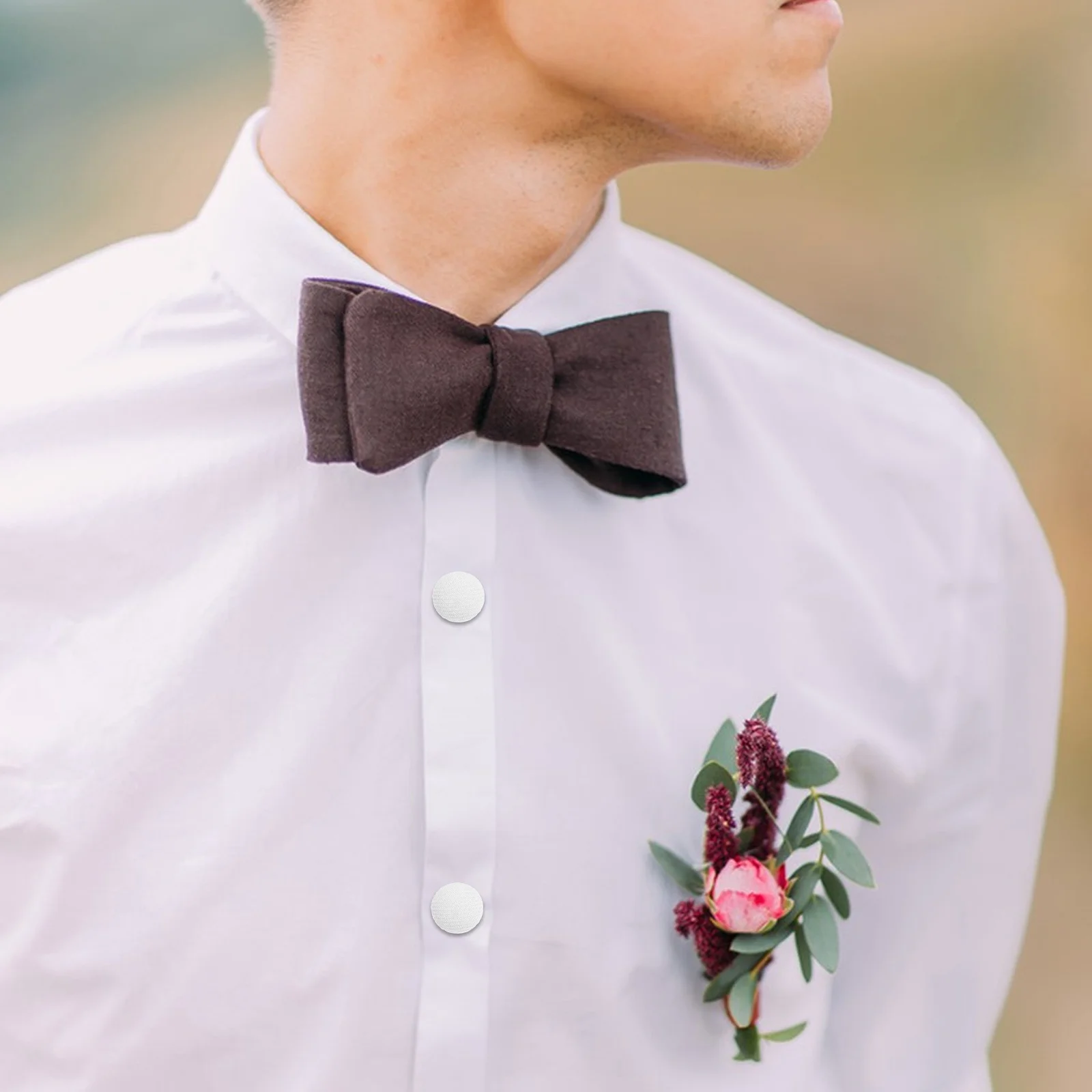 

15Pcs Elegant White Sewing Buttons Satin Trim Covered Metal Loop Backing for Shirts Blouses Crafts DIY Button Kit