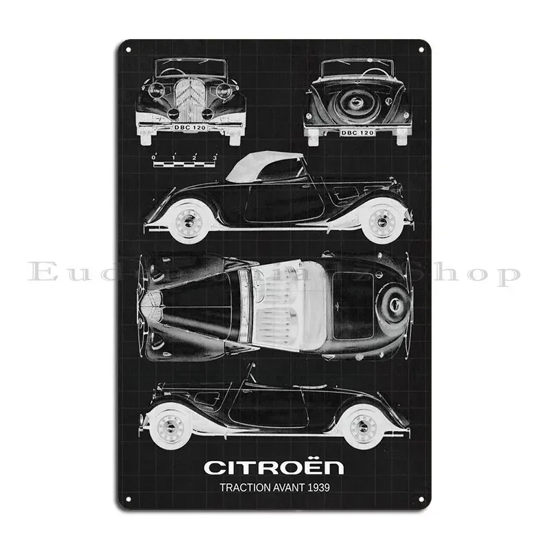 Citron Traction Avant 193 Metal Signs Design Club Club Printing Wall Mural Tin Sign Poster