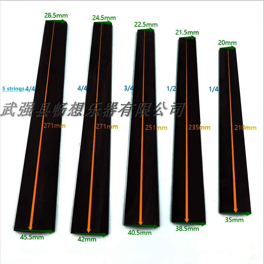 Ebony Violin Fingerboard All Size Handmade Multi-purpose Solid Wood 1/8 1/4 1/2 3/4 4/4 Violin Parts and Aceessories - Image 3
