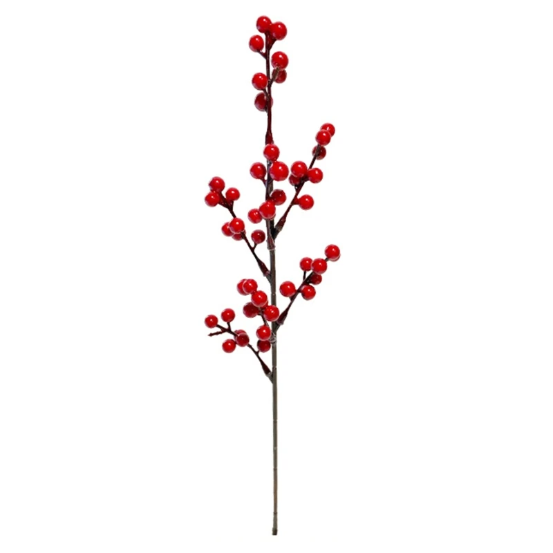 Vermelho artificial hastes picaretas bagas ramos para decorações da árvore de natal artesanato casamento temporada férias inverno decoração para casa