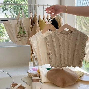 Pull pour enfants gilet filles Mori dentelle tricot gilet manteau bébé filles gilet automne et hiver nouveau coréen