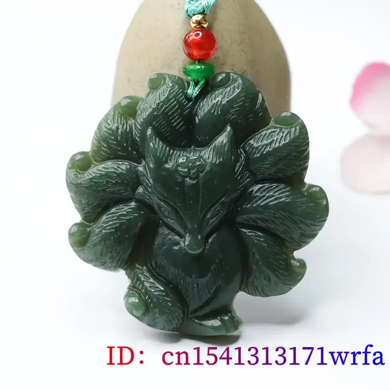 Hetian Jade Fox Pendant Designer Charms Natural Necklace Real Stone Talismans Chinese Amulet Luxury Jewelry Accessories Gift