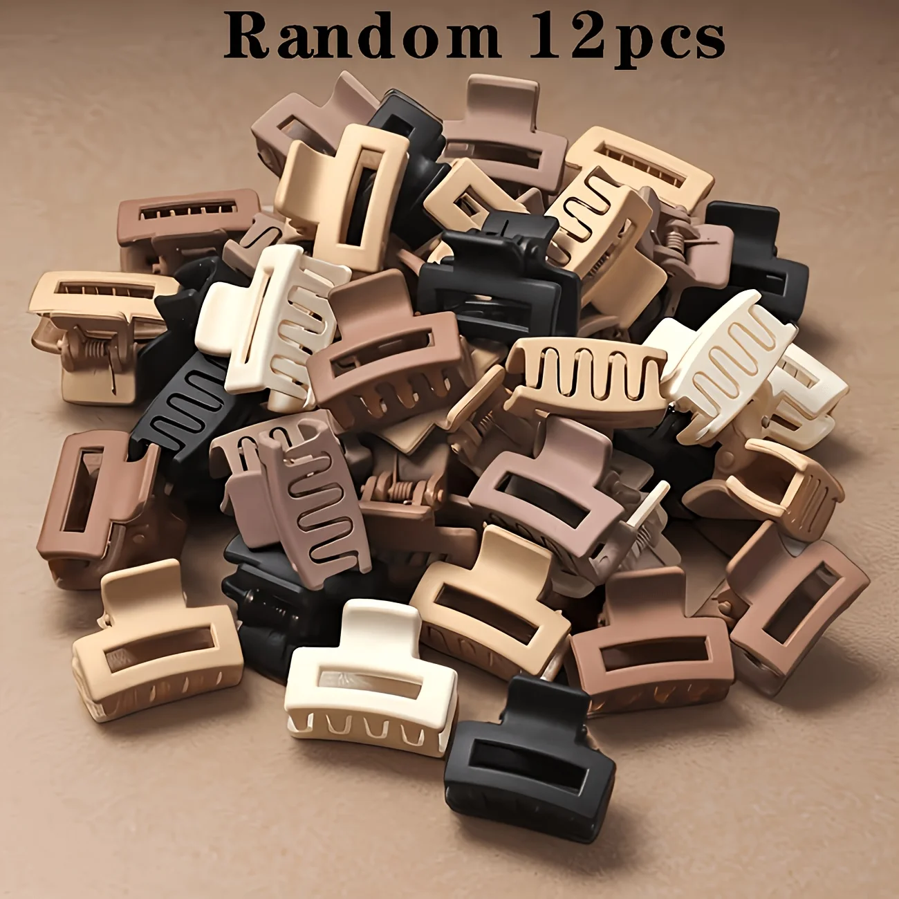 12-Piece Set of Small Rectangular Cute Hair Clips in Random Colors, Fashionable Hair Clips for Women, Milk Coffee Series Small Clips, Bangs Clips for Daily Use